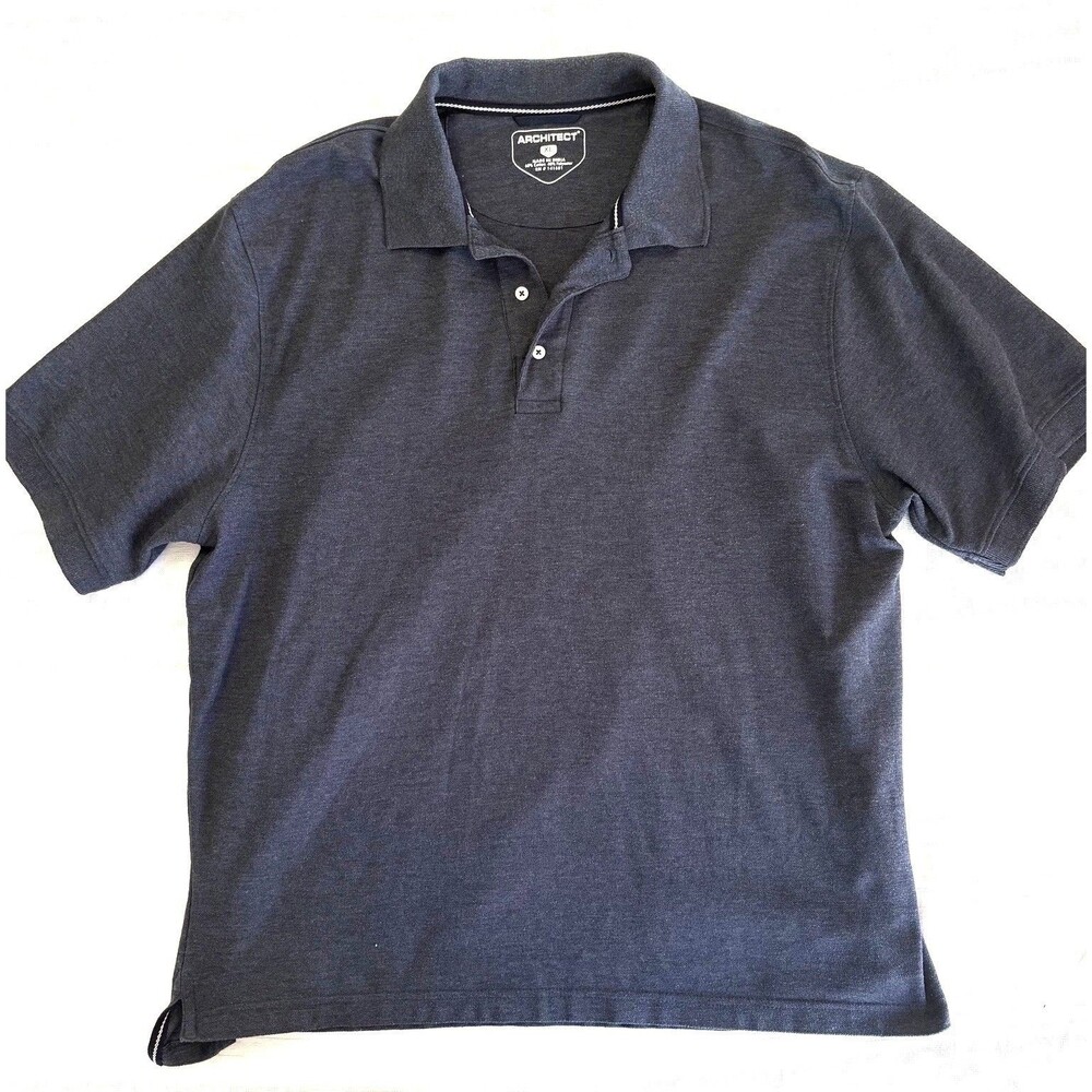 Architect Mens XL Navy Blue Short Sleeve Polo Shirt Cotton Blend